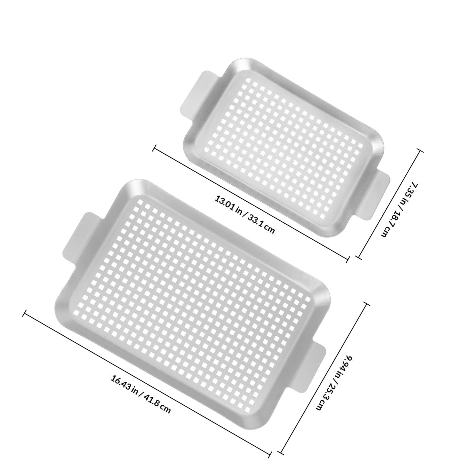 Grillschale Edelstahl mit Perforiertem Design und Robusten Griffen Backblech für Gasgrill zum Grillen von Gemüse und Fleisch im Outdoor Camping