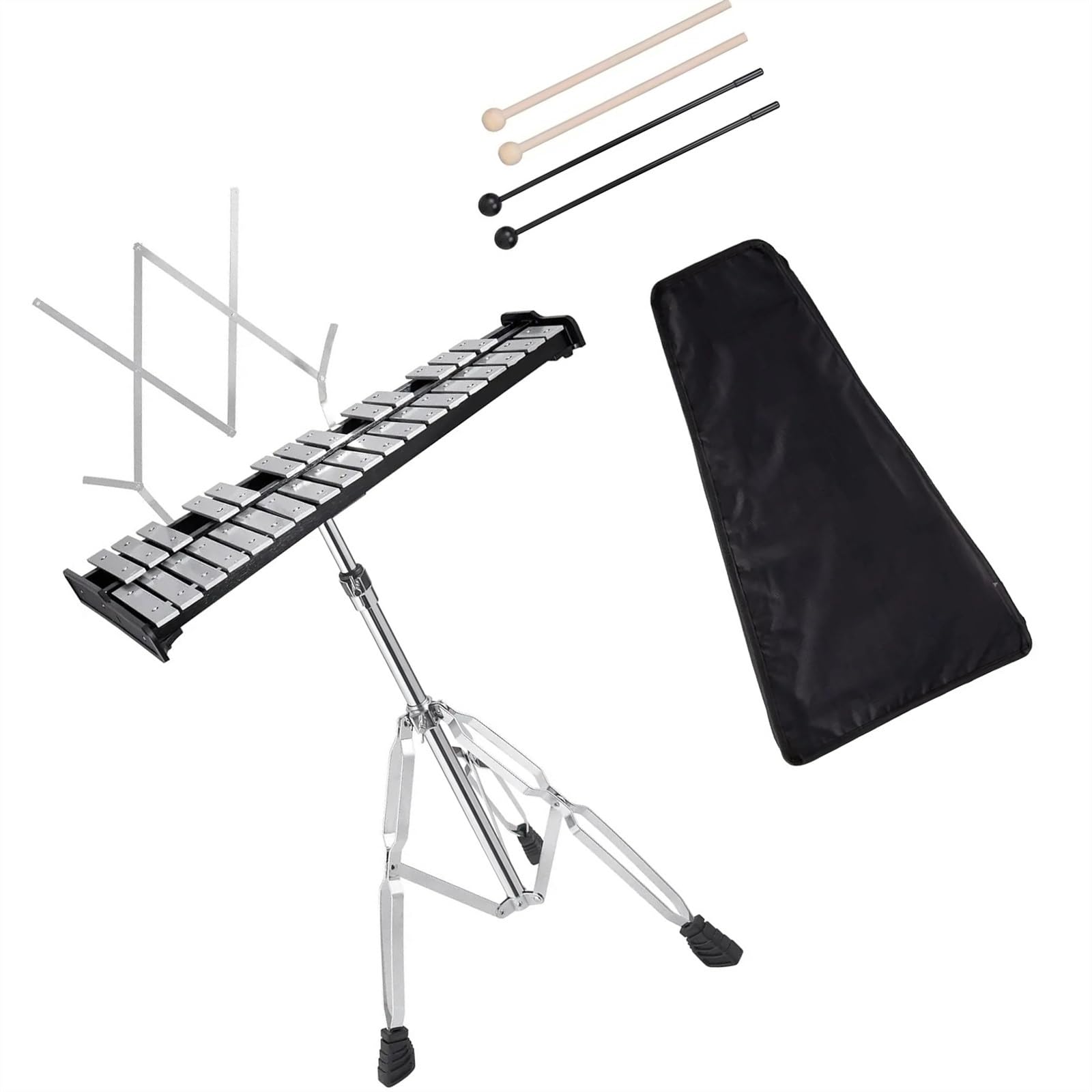 Glockenspiel de 32 notas con soporte de altura ajustable Tapa armónica de aluminio Kit De Glockenspiel Profesional