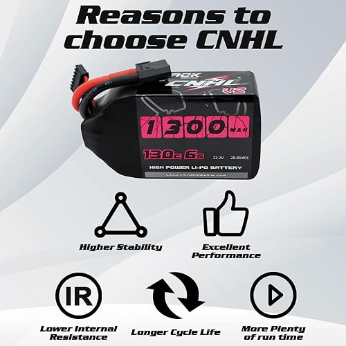 Miniatura 10 de CNHL Black Series 1300mAh 6S Lipo Batería 22.2V 100C (Burst 200C) con XT60 para FPV Racing RC Quadcopter Helicóptero Avión Multimotor Hobby DIY