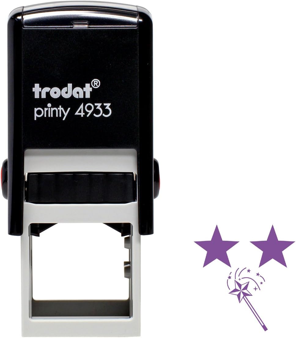 Trodat Printy 4933 Self Inking Education Stamp "Two Stars and a Wish",Black Body - Violet Ink,Small
