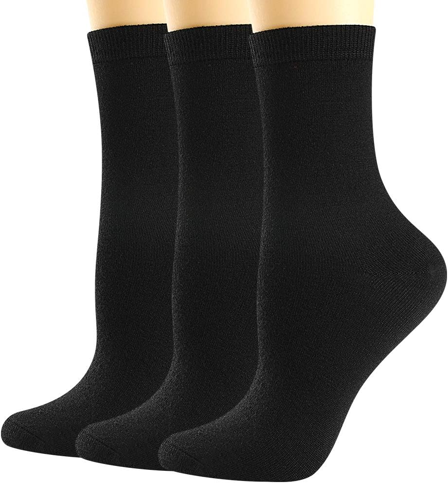 Thin Merino Wool Boot Socks for Women, Warm Black Winter Cozy Comfy Breathable Dress Crew Hiking Socks Womens