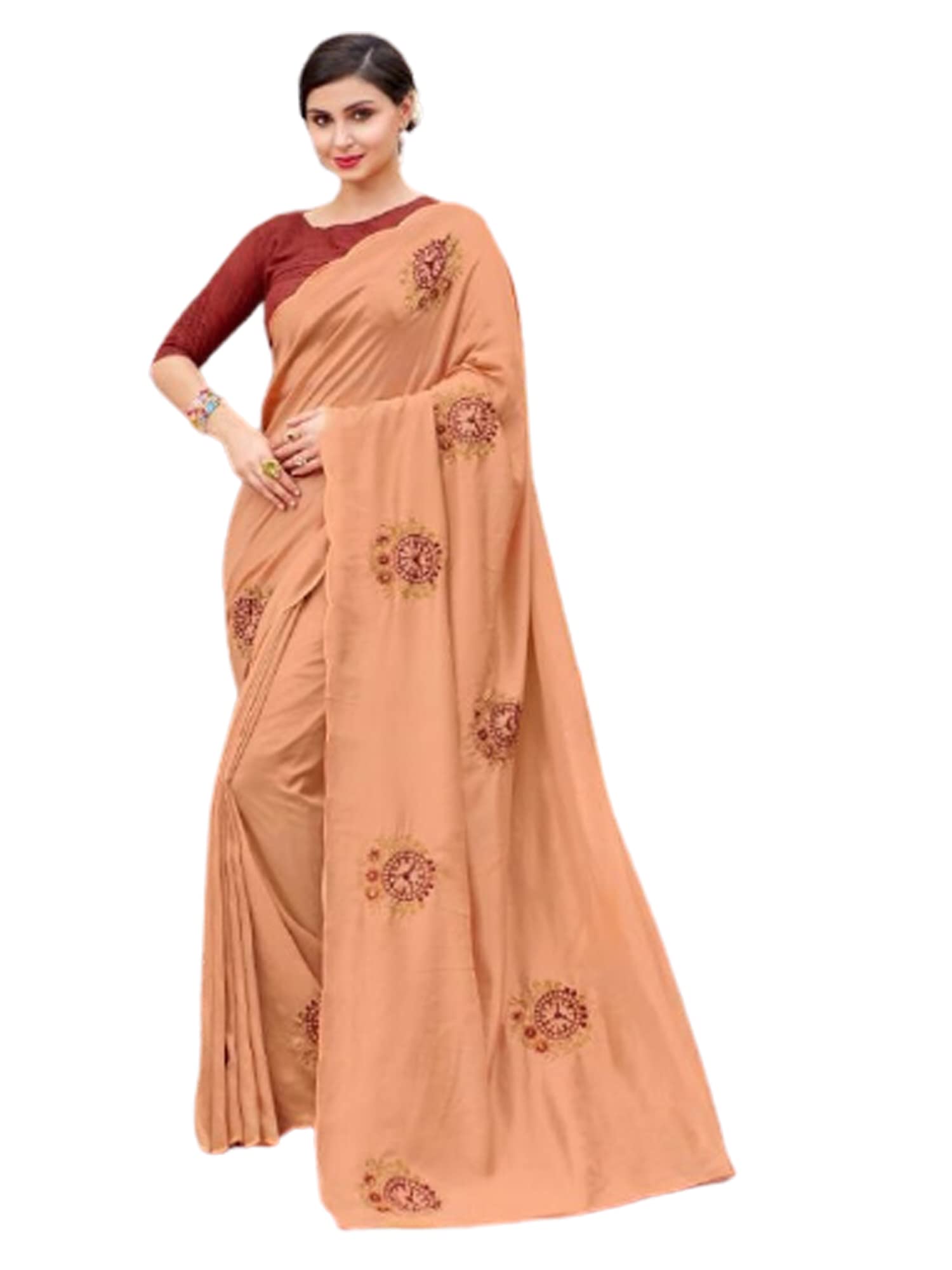 Ethnic Soft Silk With Exclusive Embroidery Women Casual Party Saree Beautiful Festival Wear Traditional Sari 1951
