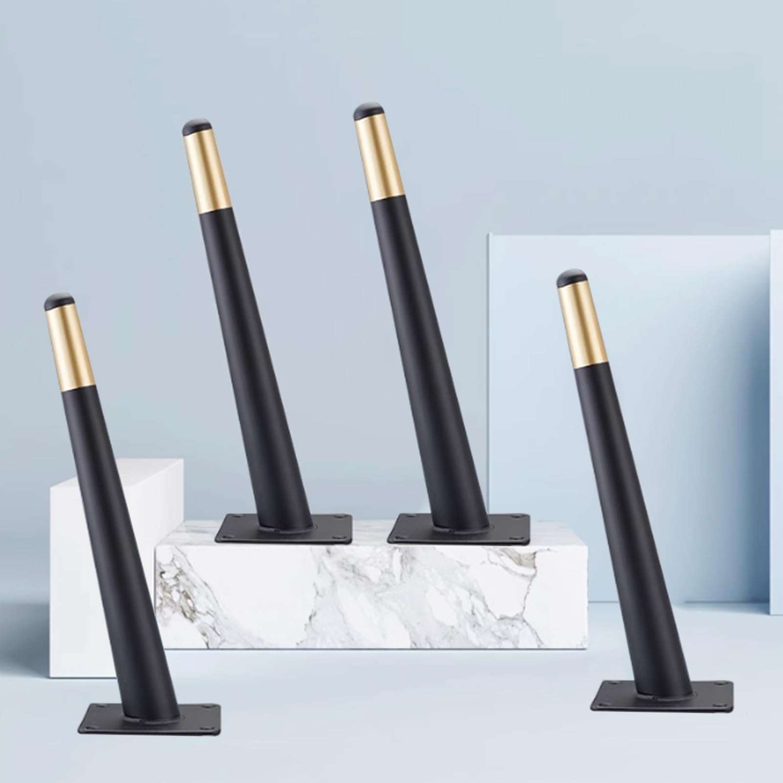 Metalowe nogi meblowe – nowoczesne stożkowe nóżki zastępcze do stolików kawowych, sof i szafek – 30 cm (11,8 cala) ukośna konstrukcja - 4-częściowy zestaw