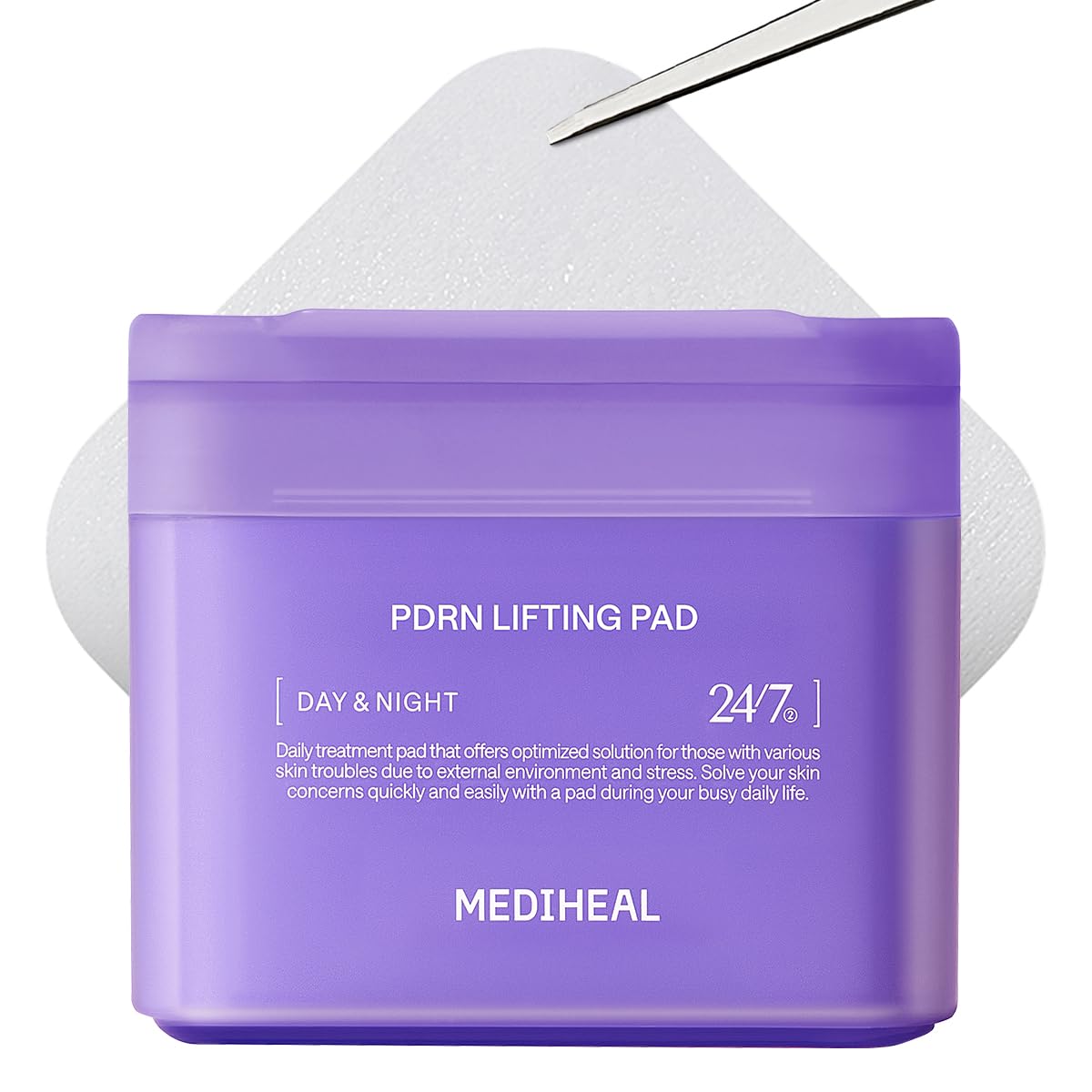 MEDIHEAL Toner Pads [PDRN] - Stretchable Lifting Pads with Squalane and Glutathione for Total Skin Care - Plant Based Rose PDRN - Wrinkle & Pore Care - Vegan Stretchable Lifting Fabric (100 Count)