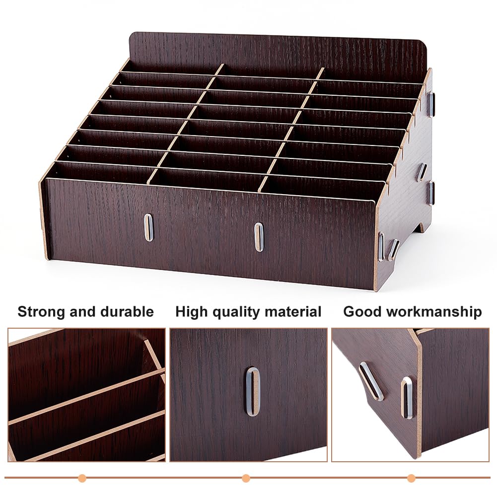 BENECREAT 24-Grid Wooden Mobile Phone Management Storage Box - Image 4