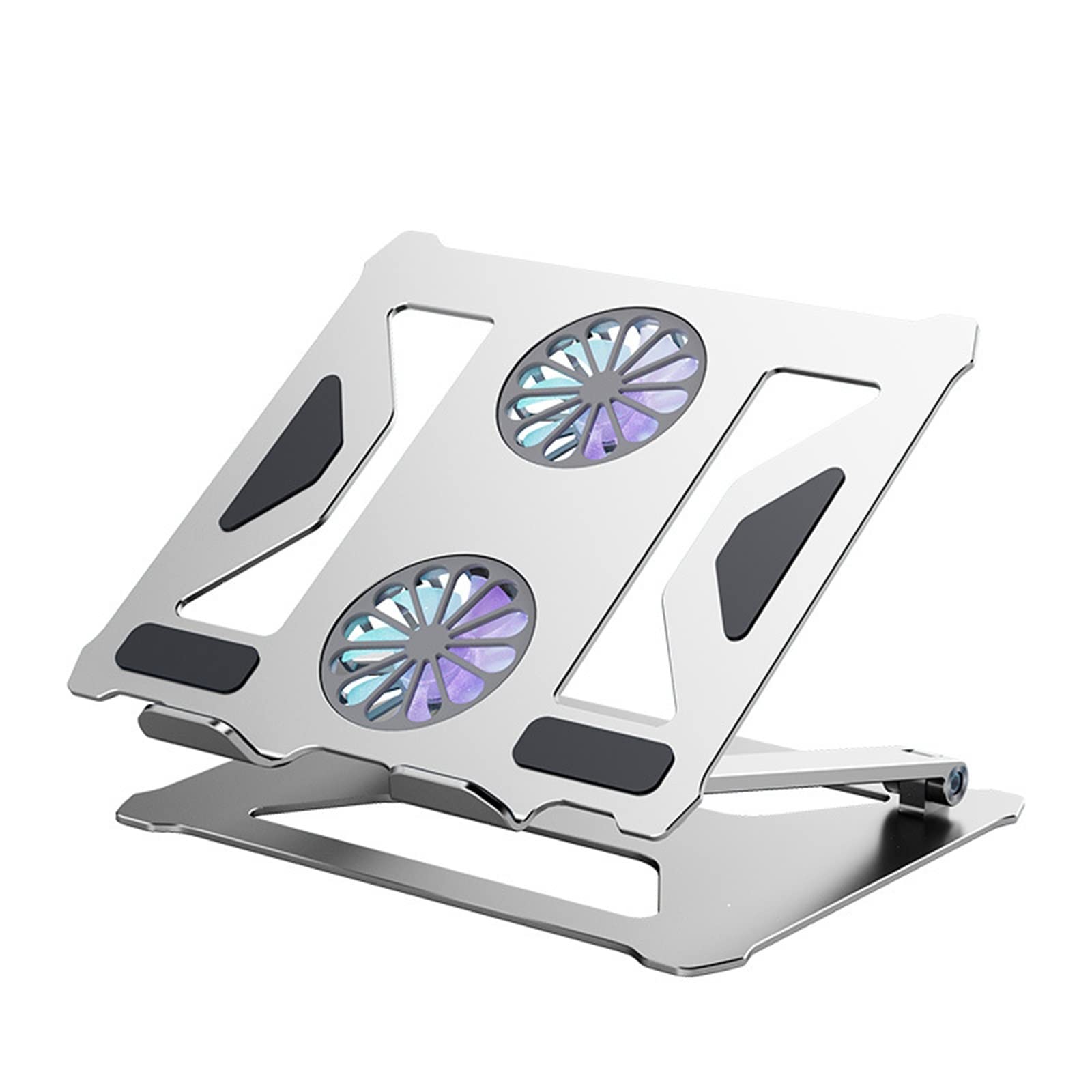 Soporte portátil, soporte portátil ajustable con un desmontable USB Ventilador de refrigeración, soporte de computadora con ventilación de calor, resistente al portátil de aluminio plegable y robusto