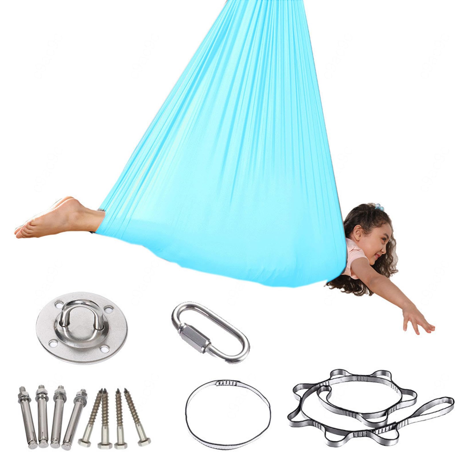 Yoga-Schaukeltuch, Hängesessel aus kühlendem Lycrafür Kinder, bis 150 kg belastbar, fördert Körperwahrnehmung Entspannung, inkl. Montagezubehör