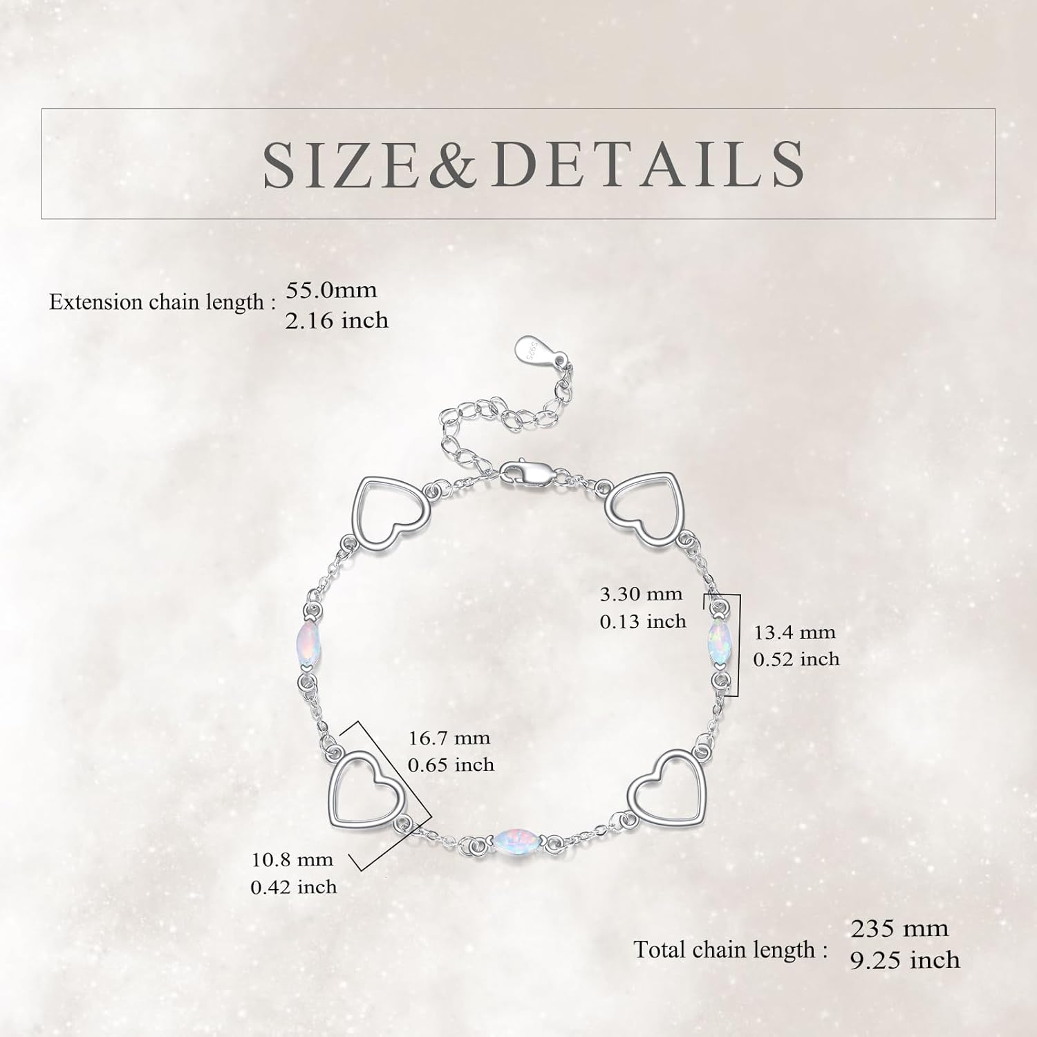 CRMAD Cross/Heart/Infinity/Star of David Bracelet for Women Sterling Silver Opal/Malachite/Moonstone Bracelet Cross Jewelry Gift for Women - Image 6