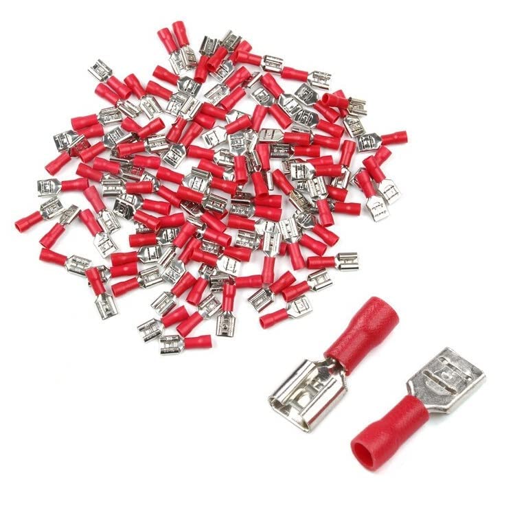 ESPtronics 50 Pcs Female Insulated Spade Wire Crimp Connectors 22-16AWG Insulated Terminals Electrical Wire Crimp Connectors FDD2-250 Copper Crimp Terminals 4.8 x 0.5mm (Width 0.2") Red For DIYtronics (B0BKY53VT2) Amazon Price History, Amazon Price Tracker