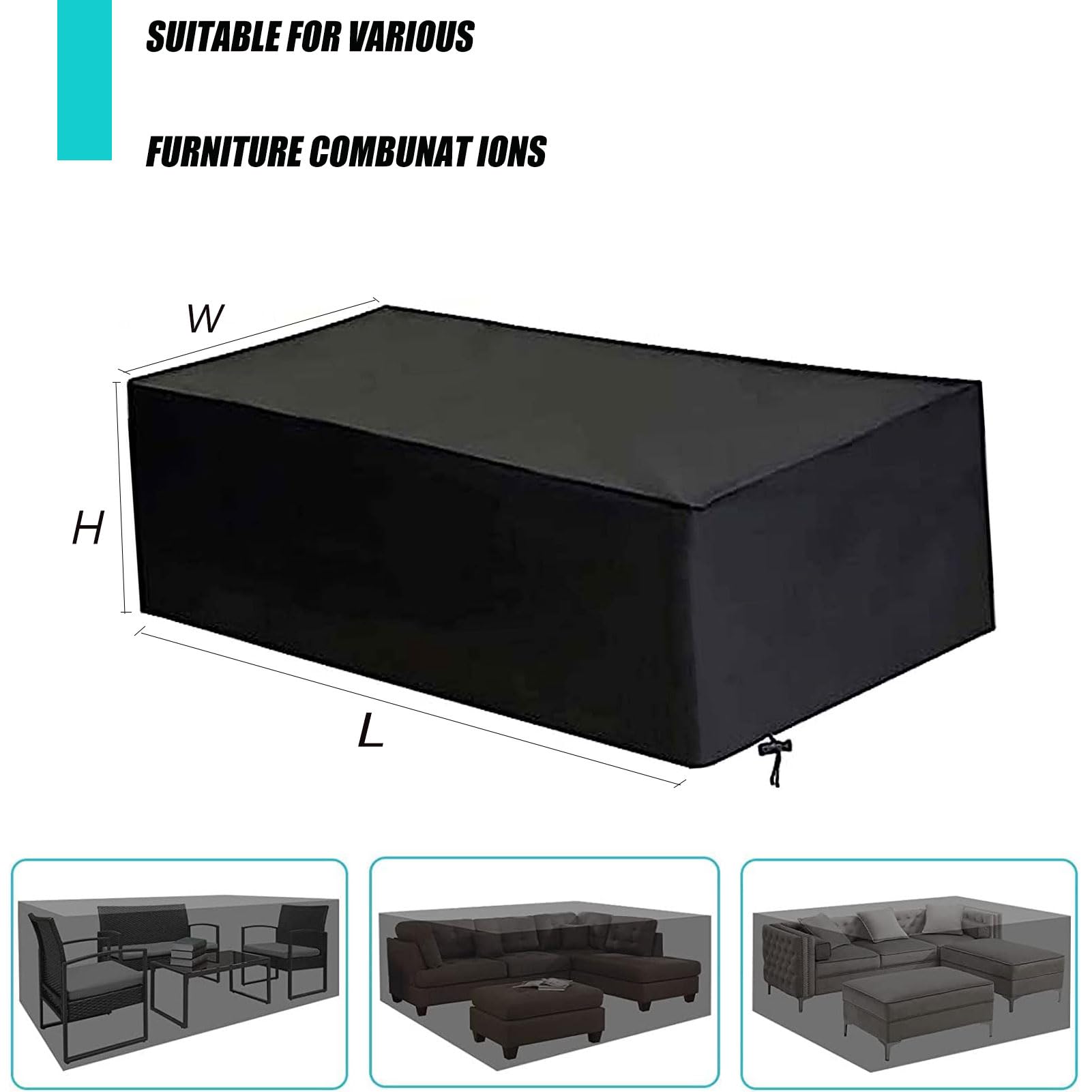 Pokrowce na meble ogrodowe Wodoodporne 200x200x80cm, wytrzymałe pokrowce na meble ogrodowe, 420D Oxford Outdoor Prostokątne pokrowce na stół, odporne na rozdarcia, pyłoszczelne
