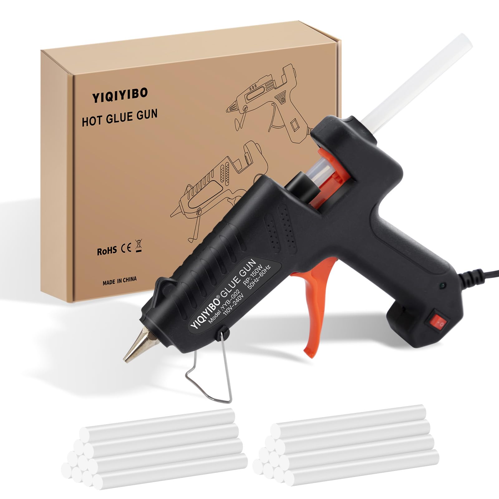 Pistola Silicona Caliente, 150W Pistola de Pegamento Caliente Con 20 Barras de Pistola de Silicona Pegamento Caliente Para Manualidades, Reparaciones Del Hogar, Trabajos Manuales, Sellado