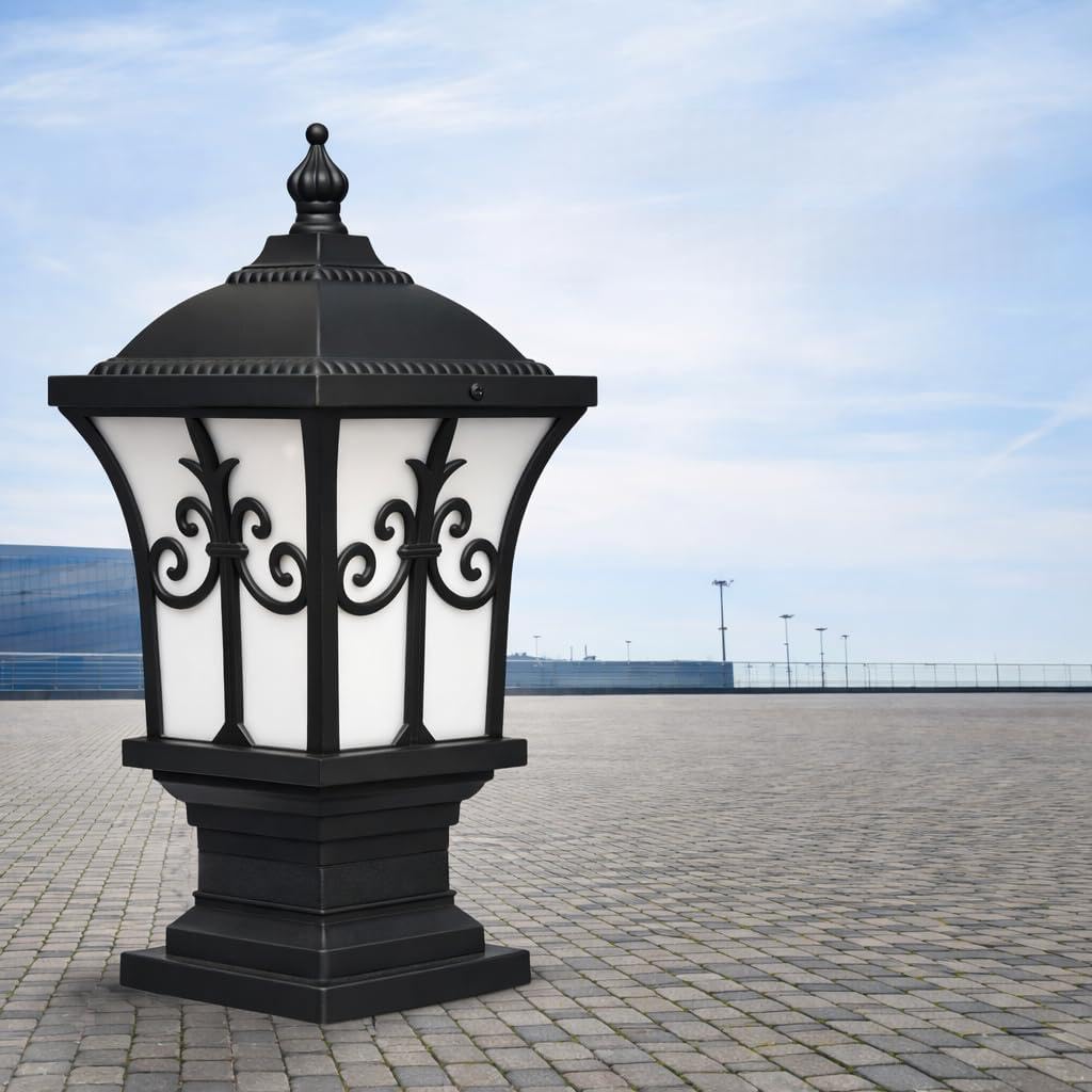 Outdoor Aluminium Die-Cast Pillar Gate Lamp, Waterproof & Weatherproof Exterior Light, Unbreakable Body Modern Black Finish Boundary Wall Light for Home Gate, Garden, Terrace, Villa & Farmhouse-image-8