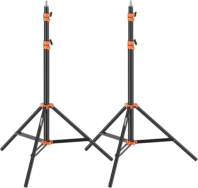 EMART 7ft/2.1m Air Cushioned Light Stand, Photography Tripod Stand Heavy Duty Light Stand with 1/4'' Universal Adapter for Selfie Ring Light, Reflector, Softbox, Umbrellas, Backgrounds - 2 Pack
