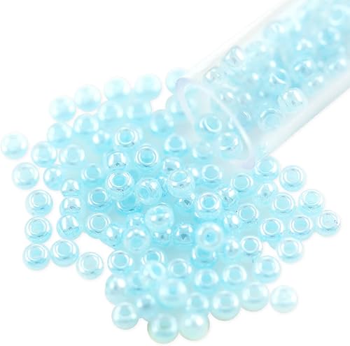 Miyuki - Cuentas redondas para semillas de rocailles 80 Ceilon, color azul claro (padre)