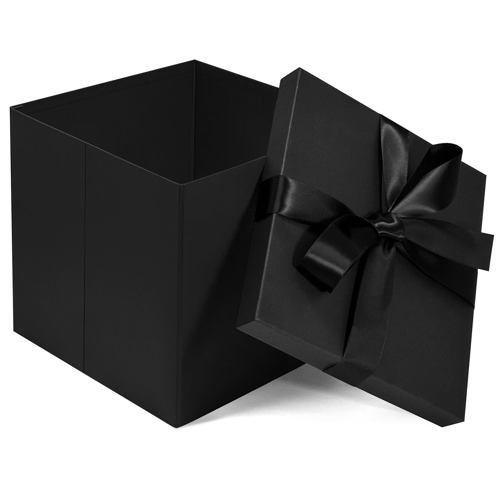 Corsiampoo Large Black Gift Box 10x10x10 Inches, Gift Boxes with Lids and Ribbon for Birthdays, Thanksgiving Day, Graduations, Anniversaries, Christmas, Halloween, Valentine's Day