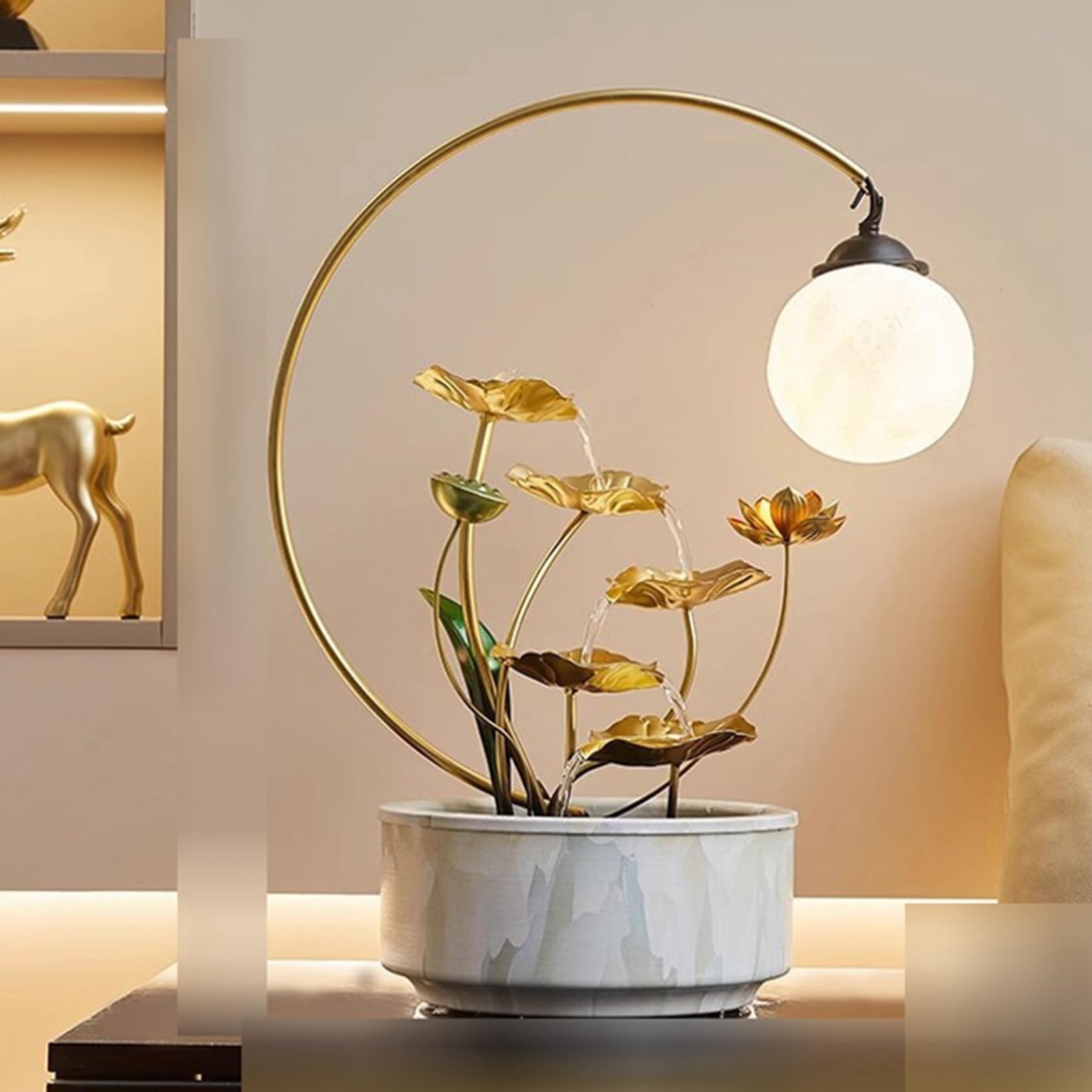 Amazon.co.jp: 卓上噴水 デスクトップ噴水 LEDライト付き 癒しグッズ