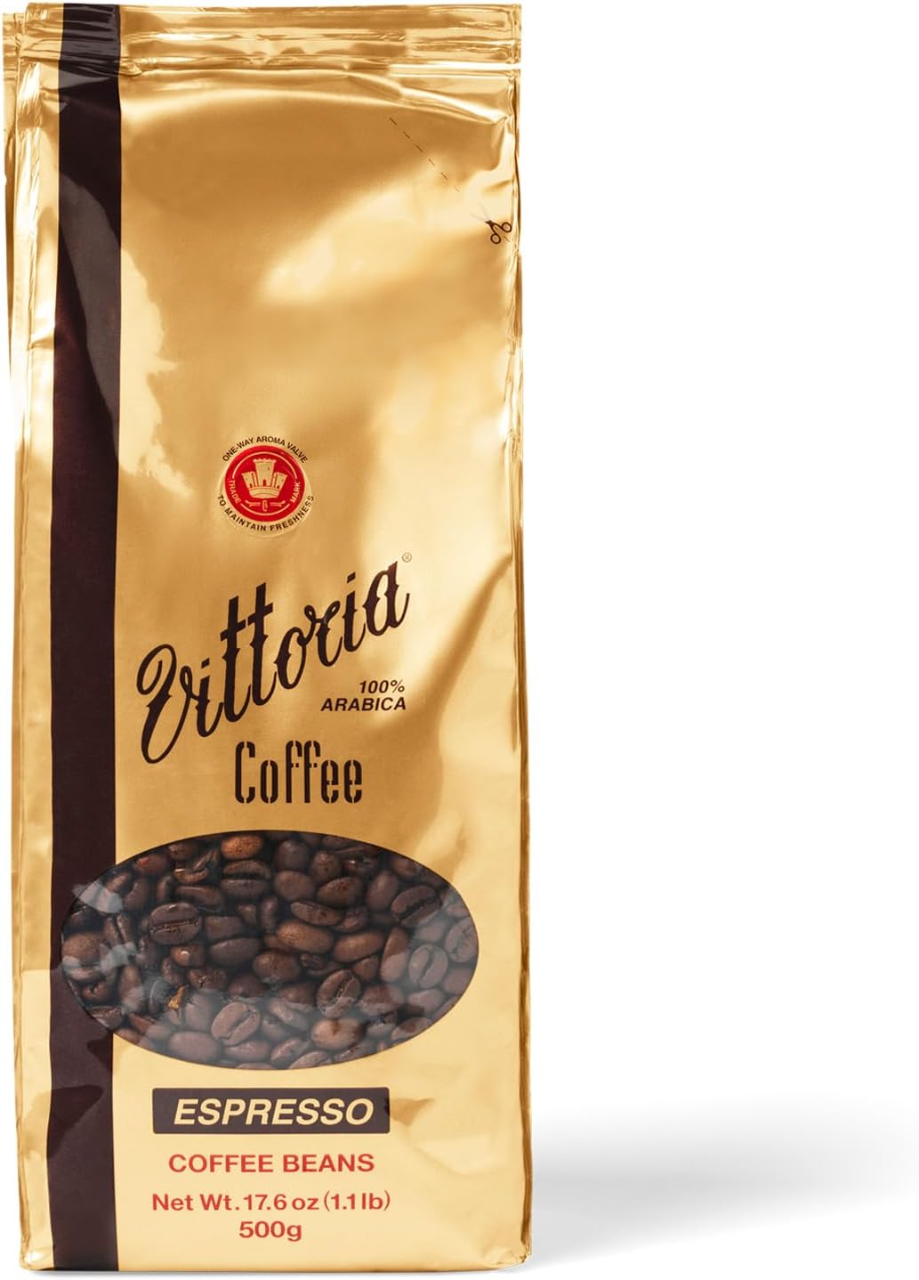 Vittoria Coffee Espresso 100 Arabica Coffee Beans 500g. Dark Roasted Original & Iconic Blend