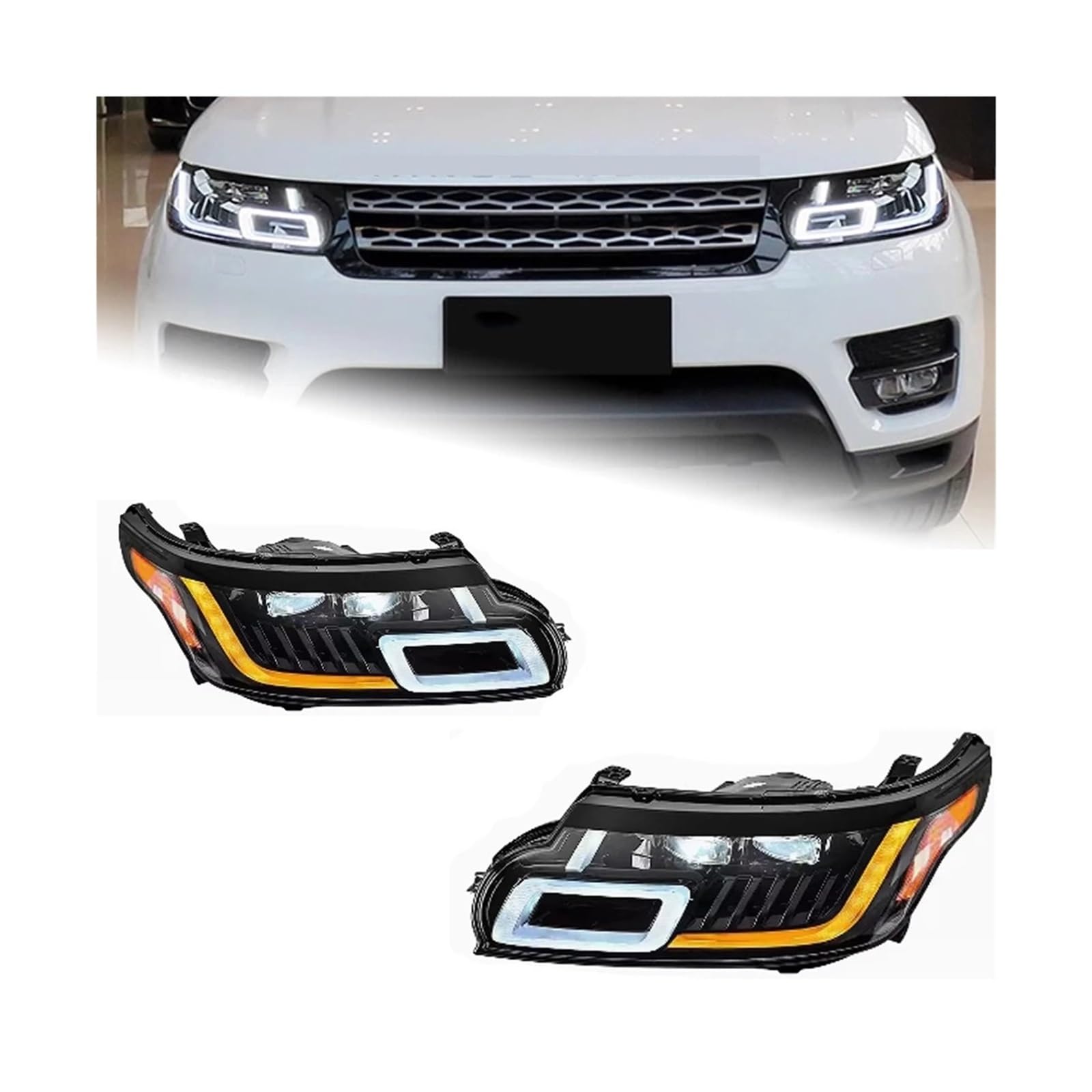 Range Rover ヘッドライト 本体　LM44 LM42 Amazon.com: Car Lights Compatible For Range Rover Sport LED
