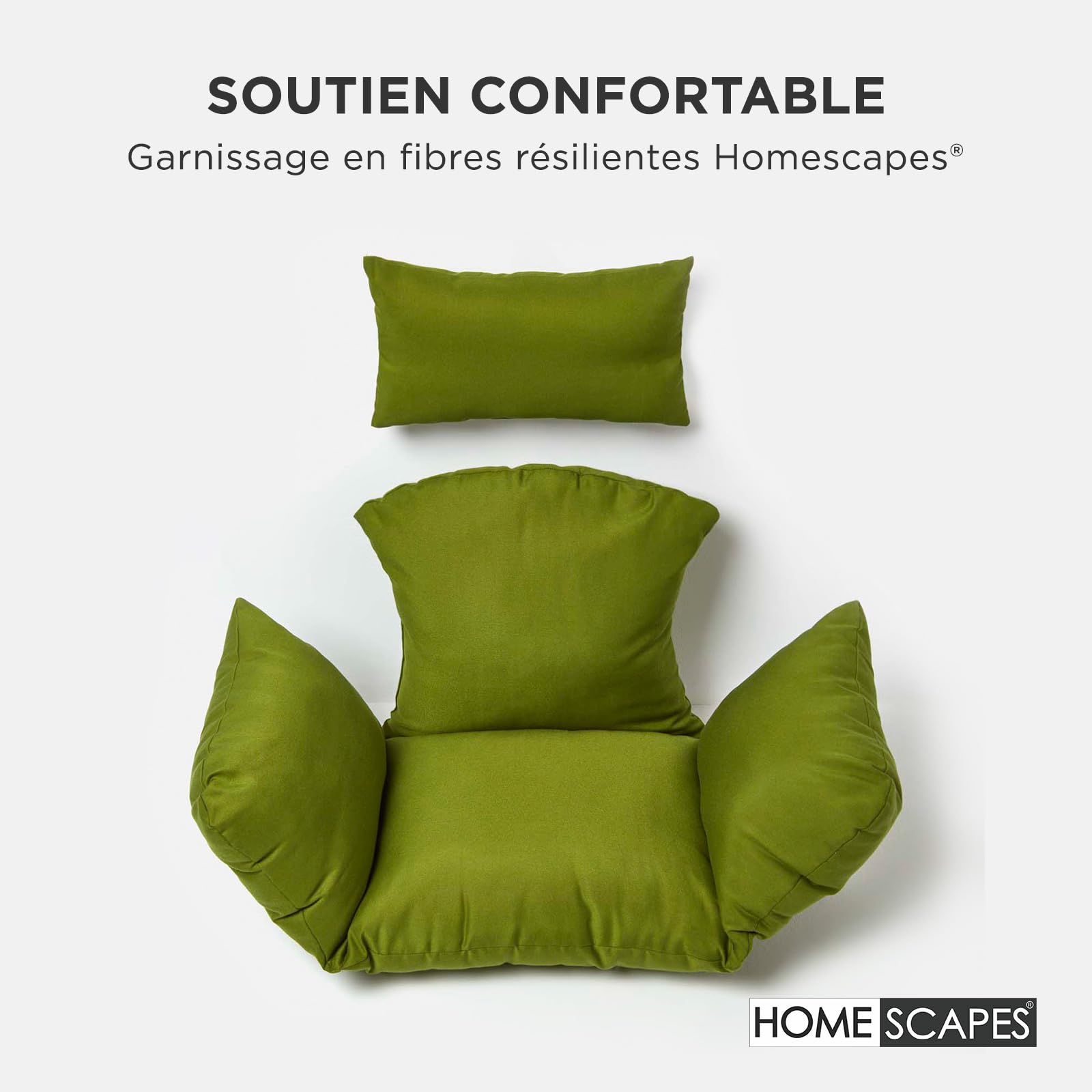 HOMESCAPES Coussin imperméable pour Fauteuil Suspendu extérieur, Coussin de Rechange pour Fauteuil œuf - pour terrasse, Jardin et Balcon - Vert