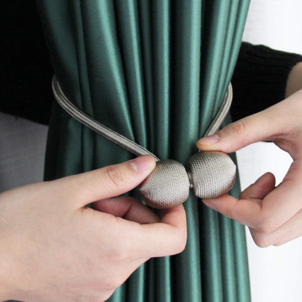VVW&LIU 4 STÜCKE Vorhanghalter Vorhang Raffhalter Magnetische Kugeln Vorhanghaken Vorhang Clip Home & Raumdekoration & Vorhangzubehör,Grau,40,50CM