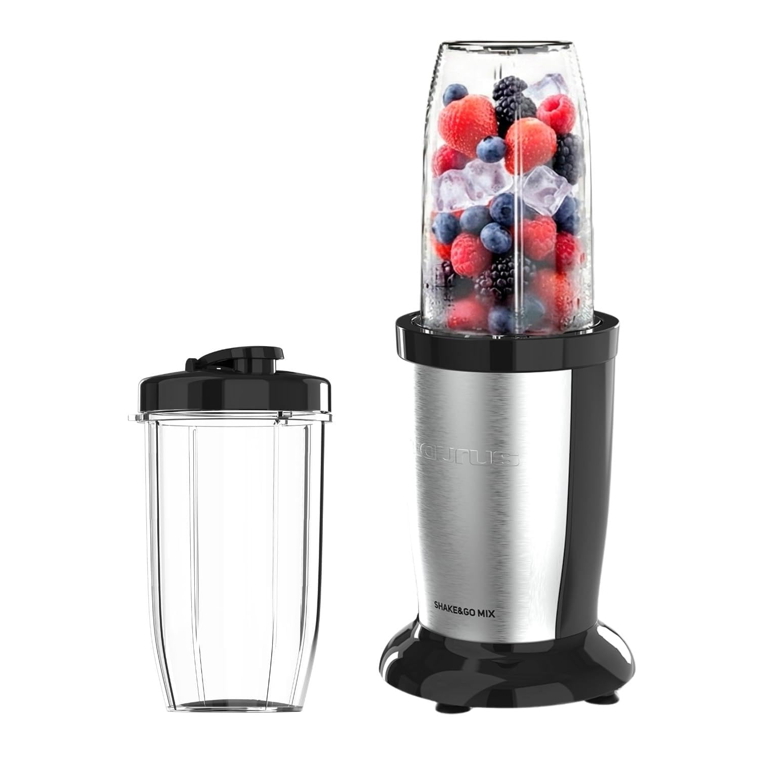 Taurus Shake & Go Mix – Batidora personal de 1000W con cuchillas de acero inoxidable | Vaso portátil de 500 ml con tapa | Tritura hielo y frutas | Apta para batidos, smoothies y recetas rápidas