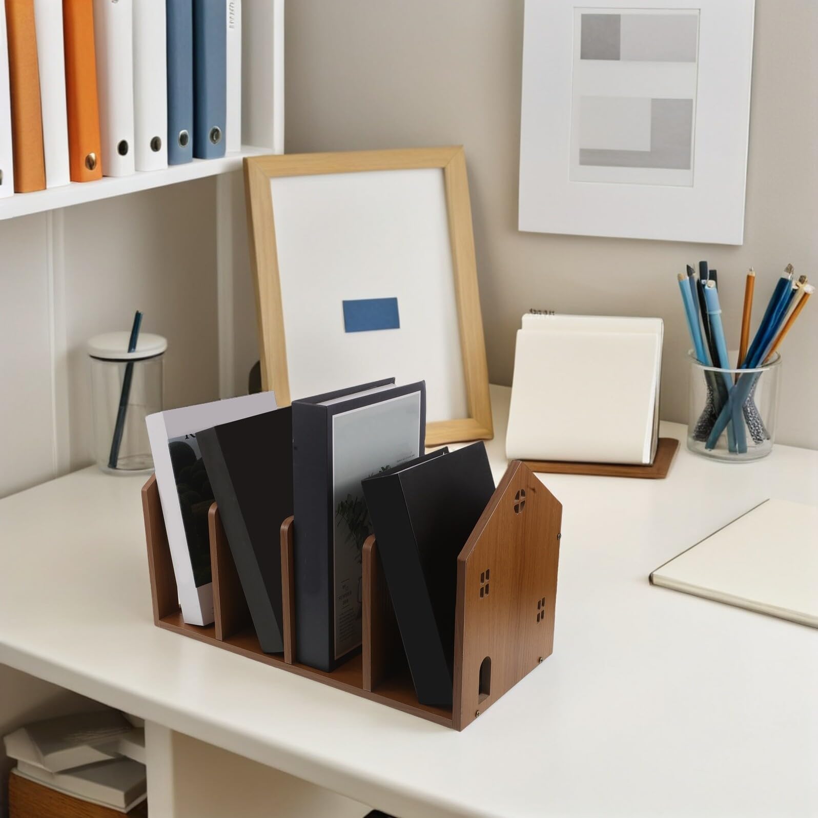 Schreibtischregal Kleines Freistehendes Bücherregal Tisch Organizer für Bürobedarf Kompakte Schreibtischablage für Homeoffice und Studium