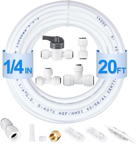 HAOCHEN Kit de línea de agua segura para máquina de hielorefrigerador, conexión de línea de agua para refrigerador y kit de instalación de máquina