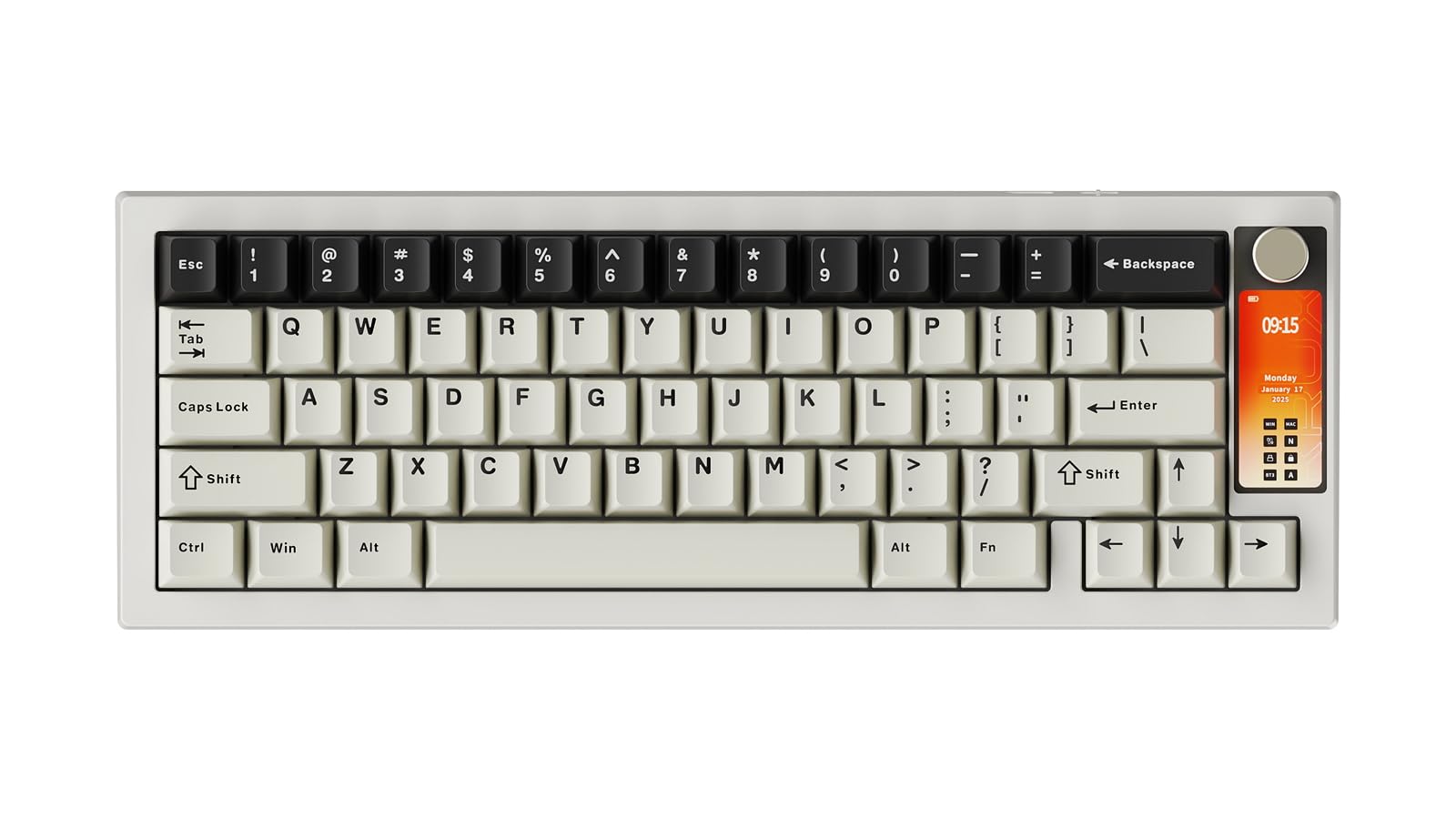 KRUX Drox, mechaniczna klawiatura dla graczy, kompaktowa klawiatura w rozmiarze 65%, wielofunkcyjny ekran, liniowe przełączniki KRUX Violet, podświetlenie RGB, hot-swap, oprogramowanie web-owe