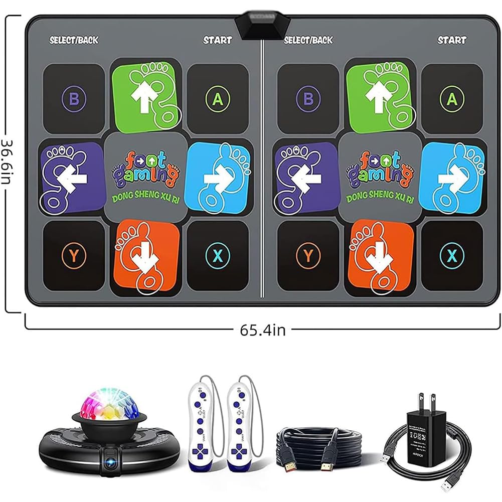 Tappetino da Ballo Doppio Wireless, Tappetino da Ballo Antiscivolo con Fotocamera HD, Luce Stroboscopica A 7 Colori, Tappetino da Gioco 3D Abbagliante per Fitness, Yoga, Giochi, Danza