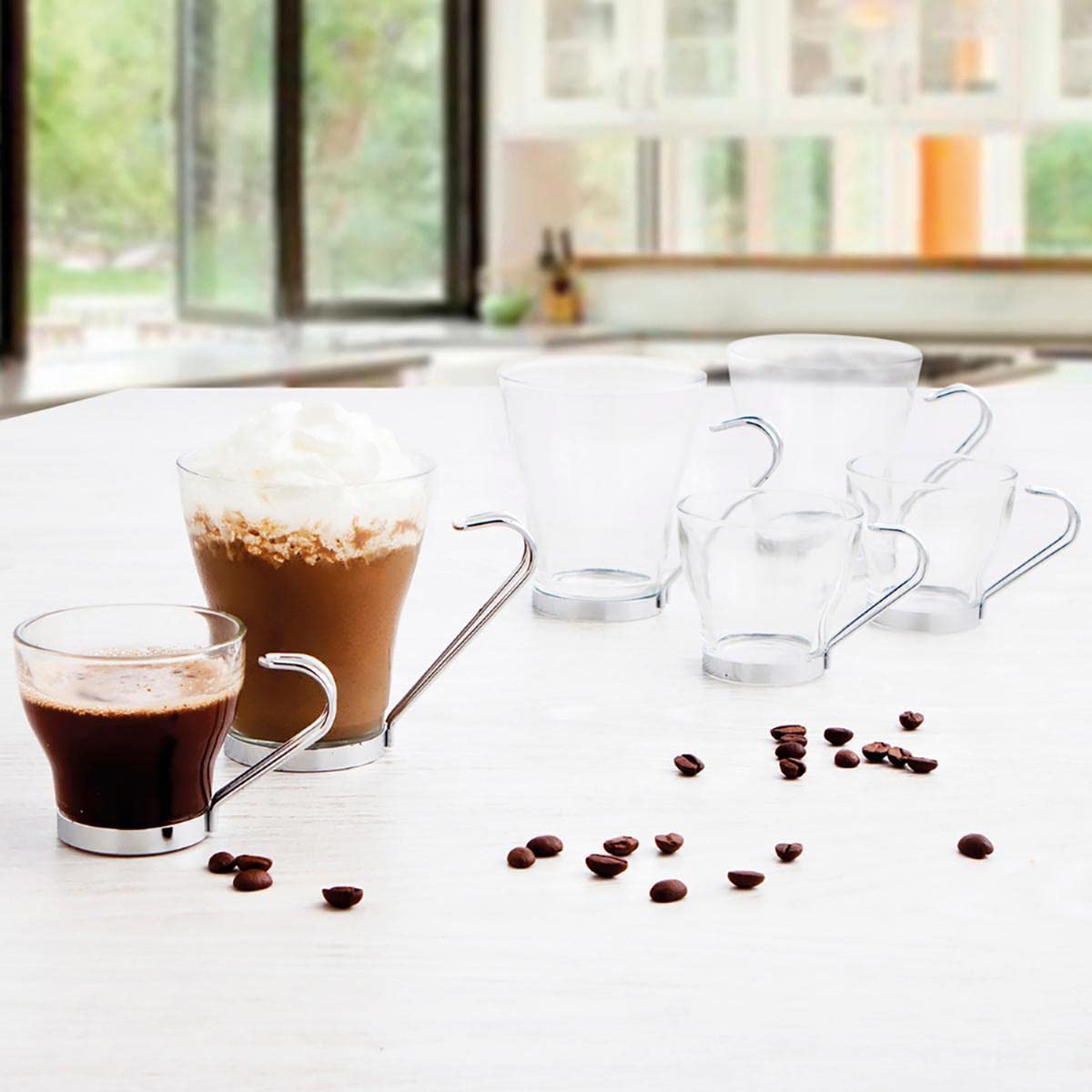 Vaisselle 24 pièces verre opale Feston blanc Luminarc vaisselle complet avec 18 assiettes et 6 tasses verre café infusions