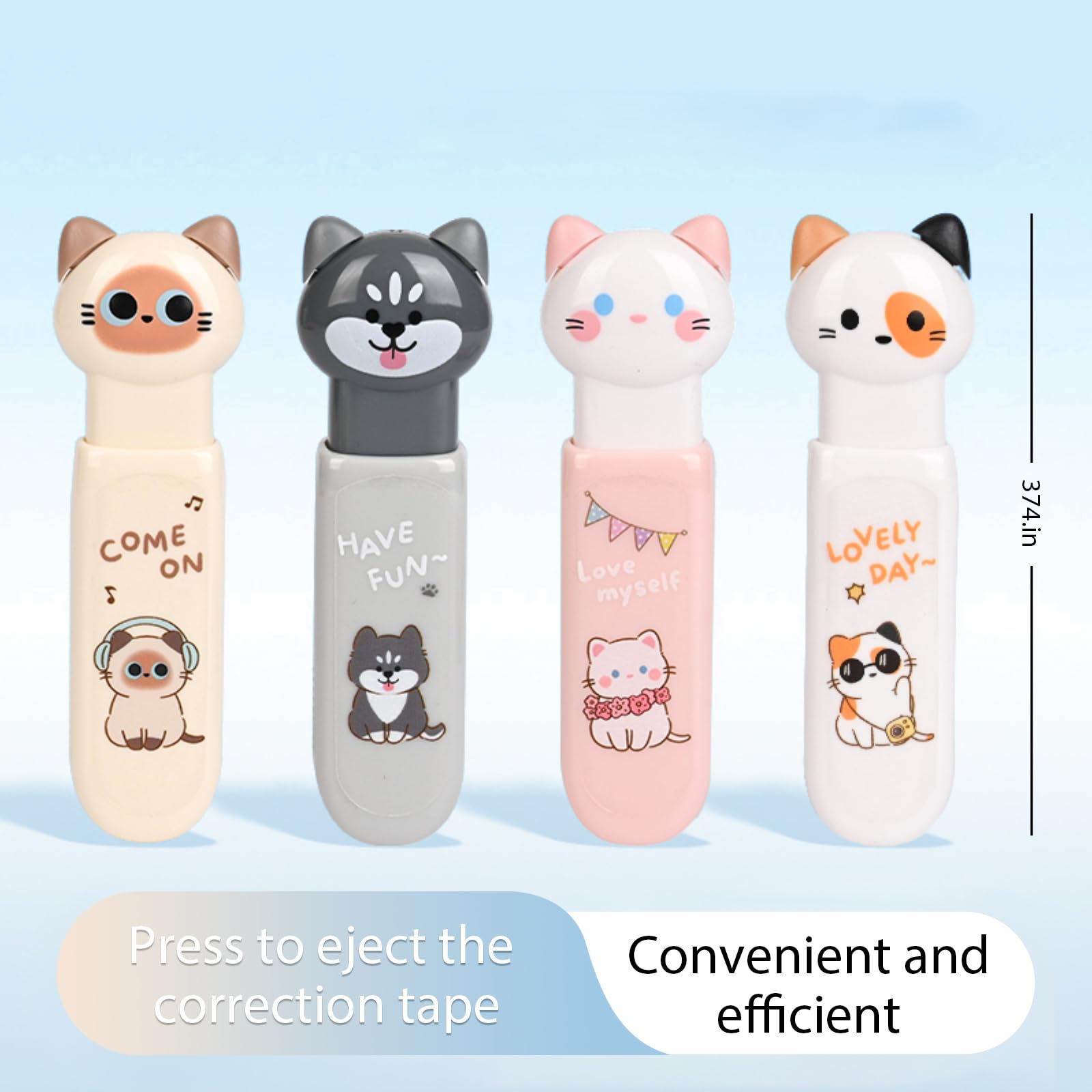 Cinta correctora retráctil blanca, bonita cinta correctora de patas de gato, mini aplicador blanco estético con cinta fácil de usar para suministros de oficina de regreso a clases (6 unidades