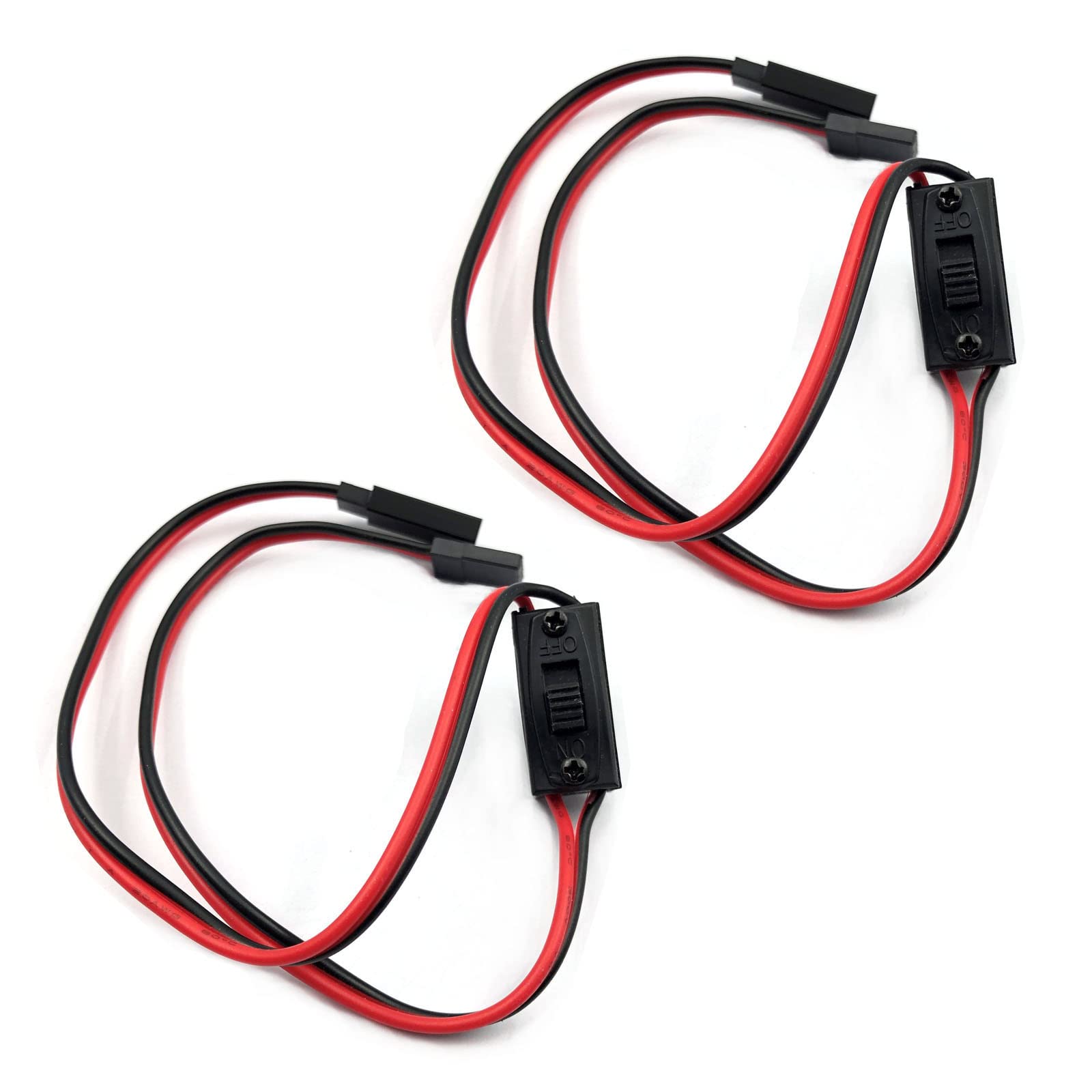 FainWan 2 Pack On/Off Power Switch Battery Receiver JST Connector Compatible with H-S-P RC 1/10 1/8 Car Crawler Buggy Multicopter Airplane -Red