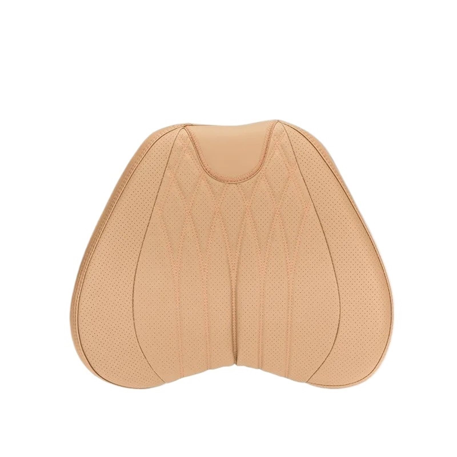 KAUWYEHD Car Seat Accessories Fit For BMW For Mercedes Nappa Leather Car Seat Cushion Lumbar Support Neck Pillow(Off-white e)