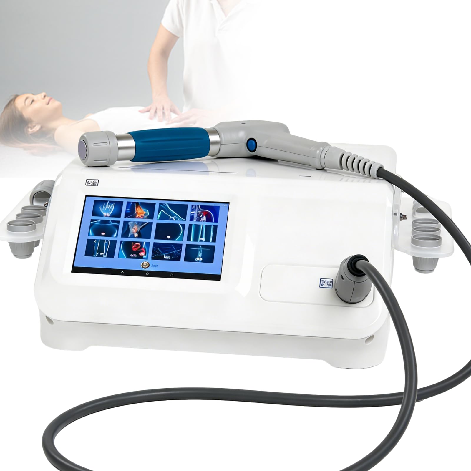 Generico Dispositivo a Onde d'urto morbide, massaggiatore per Tessuti Profondi per fastidi ai Piedi, 5 testine massaggianti, massaggiatore per Il rilassamento Muscolare di Tutto Il Corpo.