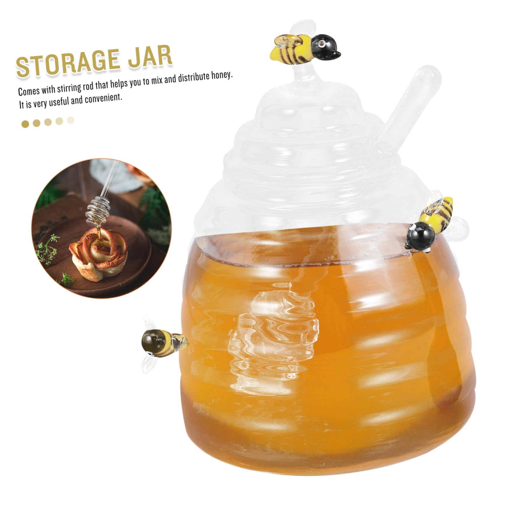 OHPHCALL 1 Set Honey Pot Honey Small Containers with Lid Containers with Lids Honeypot Sweet Jars Jars Small Honeypot Glass Syrup Dispenser Syrup Dispenser Transparent Glass re-usable