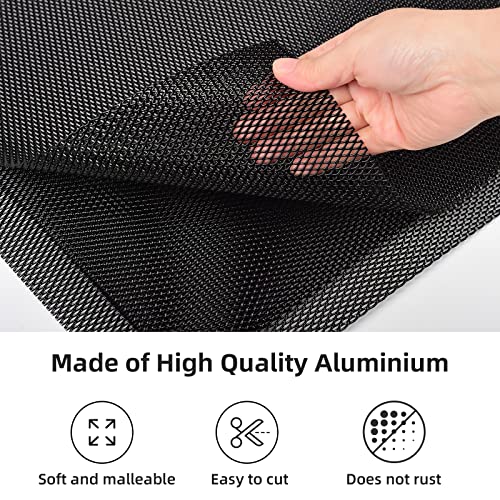 Image of AggAuto Universal 13 inchx13 inch Car Grill Mesh - Aluminum Alloy Automotive Grille Insert Bumper Rhombic Hole 3x6mm, 3Pcs One of the Most Multifunctional Shape Grids Black