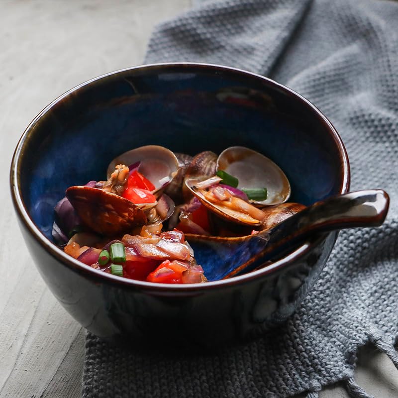 Miski do Ramen Miska na owoce Kreatywna ceramiczna miska Retro Miska na sałatkę Domowa miska na płatki śniadaniowe, zupy, makaron salaterka talerze obiadowe