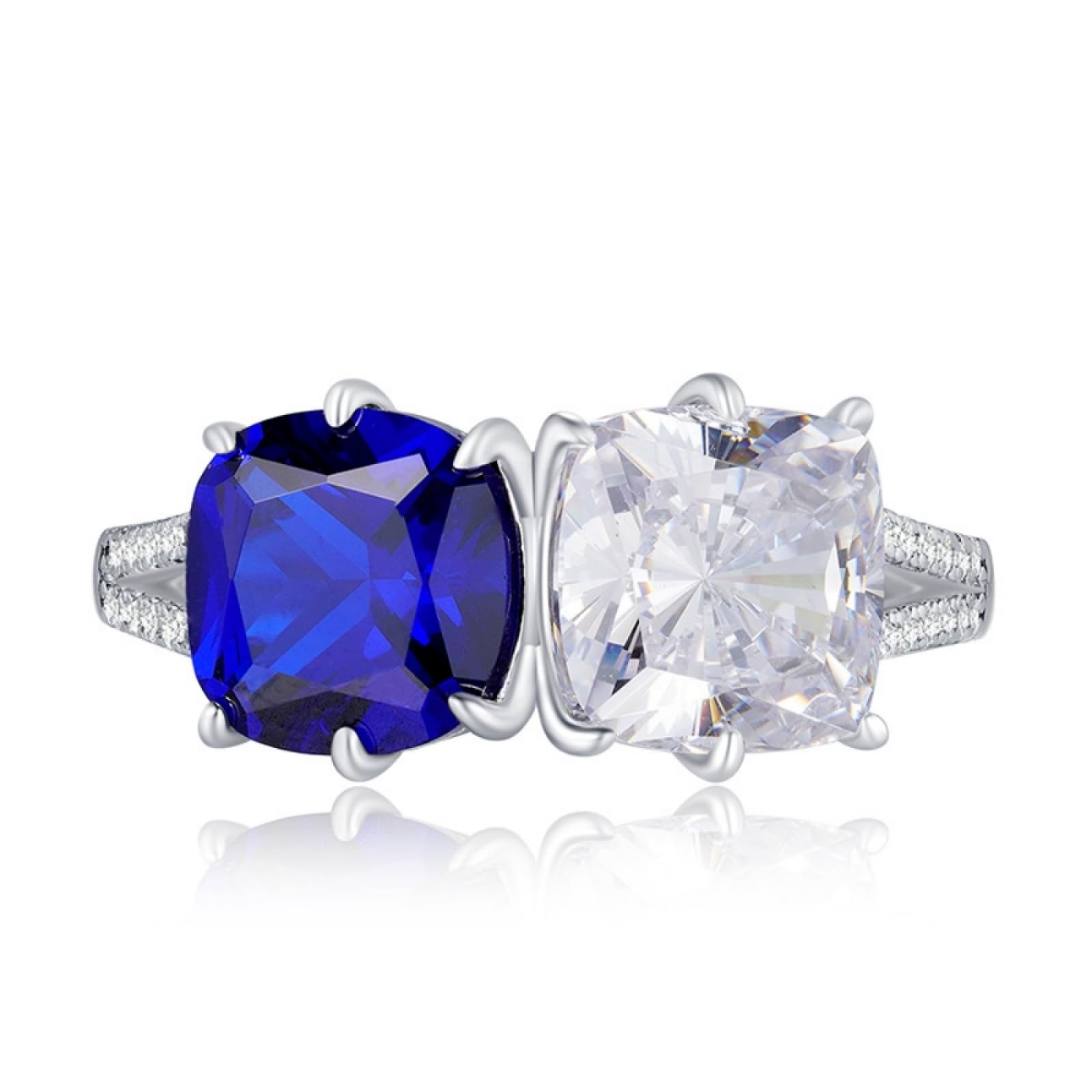 Bagues argent S925 femmes bicolore luxe diamant carbone