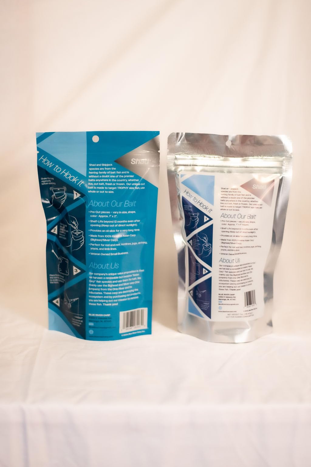 Blue River Carp Shad Scented - Preserved Cut Bait for Fishing in 7oz Package, Pieces are Approx 1