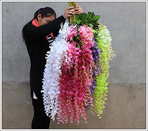Calcifer 43'' Set Of 9 Artifical Wisteria String Hanging Silk Flower String Wedding Decor (Purple) #TOP3