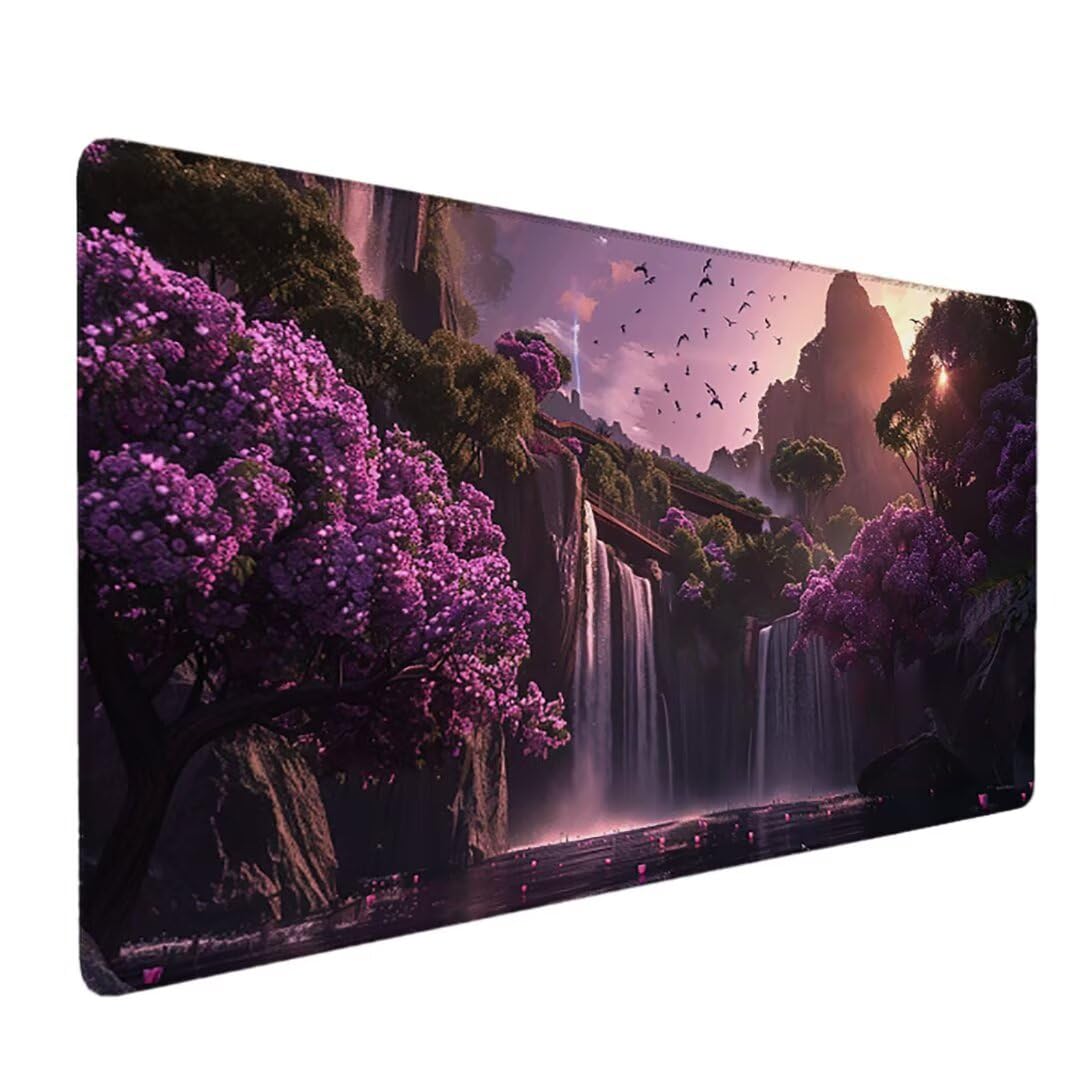 Tappetino Mouse XXL 1200x600 Tappetino Mouse Gaming Oversize, Copritavolo di Grandi Tappetino Scrivania, pour Enorme da Tavolo e Scrivania, Lavabile Mouse Pad Sottomano Scrivania, (Viola, Autunno) E-D