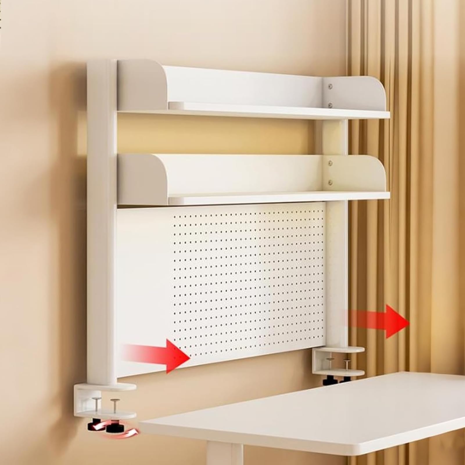 Klemmbare Schreibtisch-stecktafel-Regal, Büro Computer Schreibtisch Zubehör Organizer Schreibtischregal mit 2 Ebenen, Desktop Organizer für Zuhause Büro oder Wohnheim (80 cm)