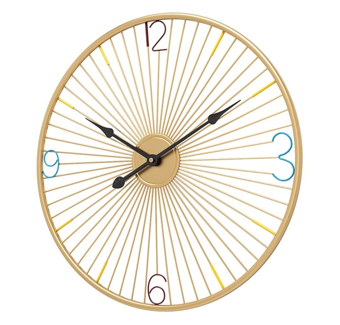 AZHKJKZH Wall Mounted Clock Round Metal Wall Clocks Luxury Home Living Room Mute Clock Modern Creative Fashion Decorative For Living Room(Gold,60cm)