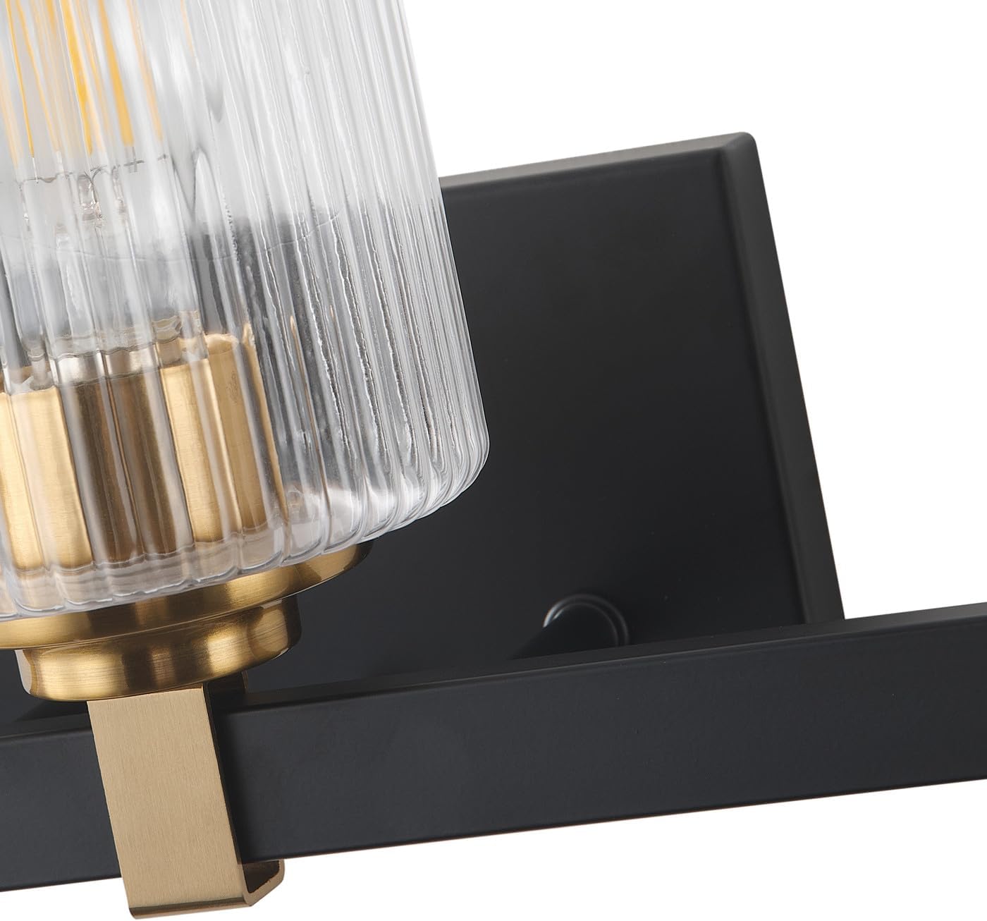 Aiwen Bathroom Vanity Light Fixtures, 3 Light Modern Vanity Lighting with Texture Glass Shade, 20.47 in Vintage Black and Gold Wall Light Over Mirror, Bathroom Lighting