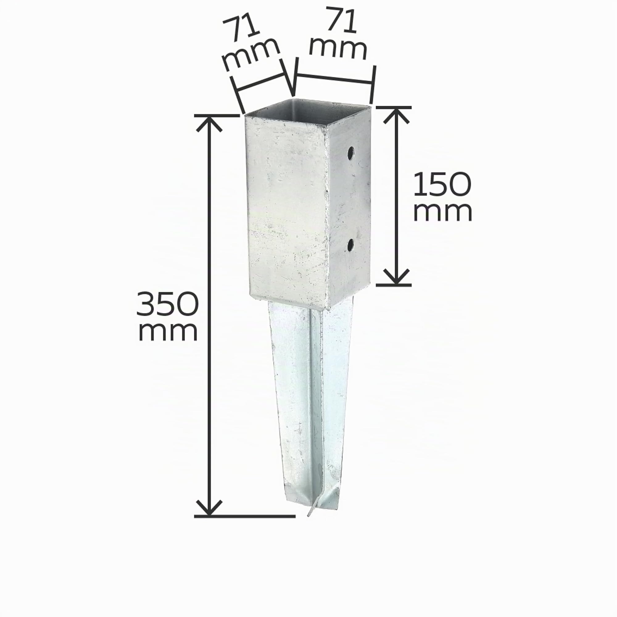 Alberts 211851 Porta palo | per pali quadrati in legno, da piantare | zincato a caldo | 71 x 71 mm
