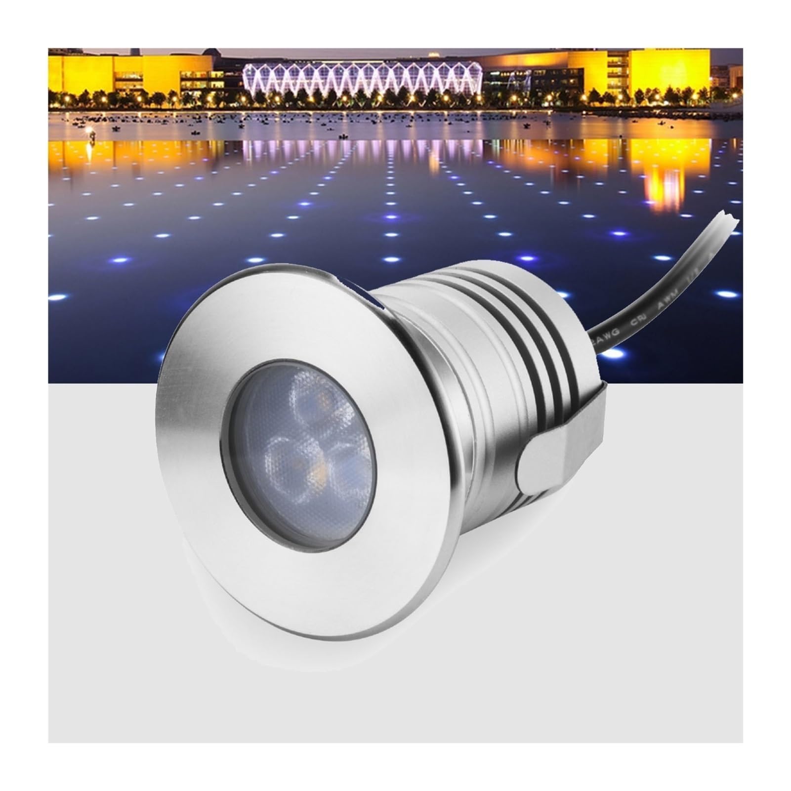 QICBYING IP68 Waterproof Underwater Spotlight - 3W RGB Pool Light, Embedded Low Pressure Landscape Stainless Steel Pool Fountain Light, Underwater Buried Spotlights, For Above Ground Pools(RGB)