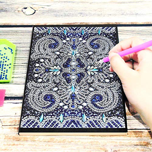 DIY Notebook with Diamond Painting Cover-Mandala Special Shaped Diamond Painting 50 Pages Notebook A5 Sketchbook Mosaic Making Art Craft Gifts Travel Drawing Writing (XJ001) - Thumbnail 2