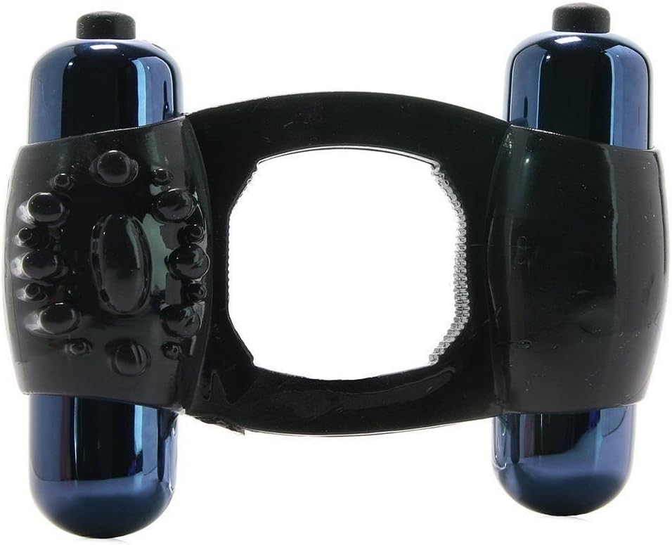 VOMY Black Stretch Dual Motor Double Bullet Enhancer Ring Couple Toys TTP