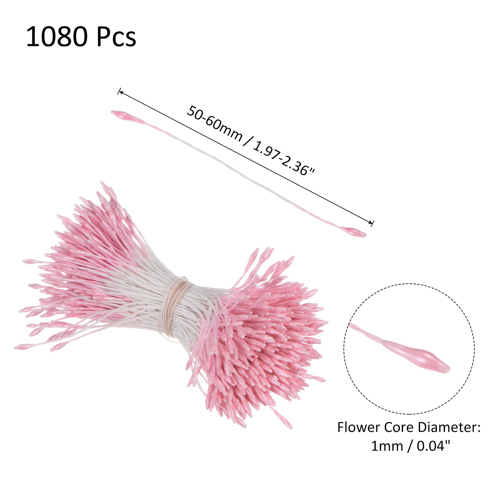 M METERXITY 1080 Pack Double Heads Flower Stamen-1mm Artificial Flower Stamen Pistil Matt Pearl Floral Stamen - Image 3