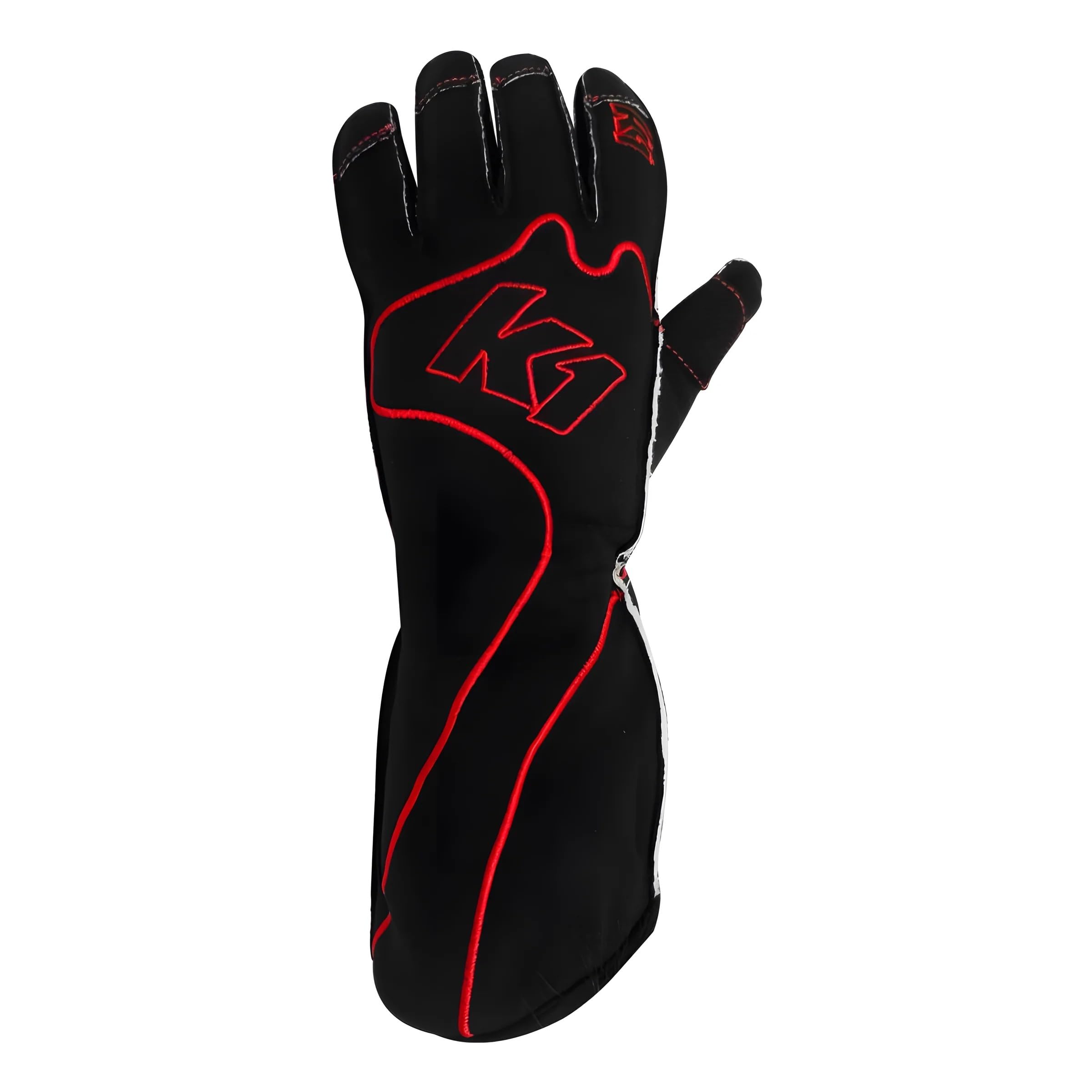 K1 RaceGear Driving Gloves RS1 Single Layer Cotton Polyester Black Red Large Pair